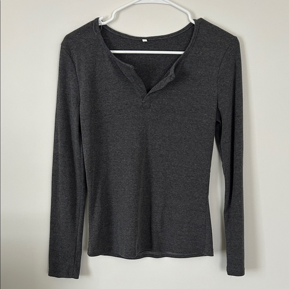 Women's Charcoal Gray Long Sleeve Top